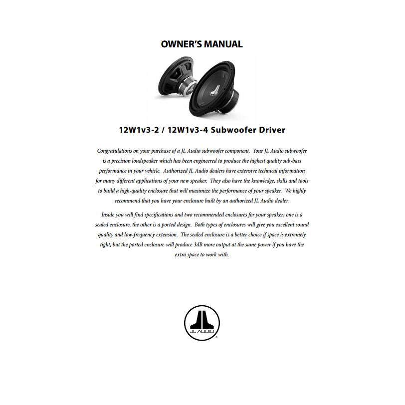 捷力12W1v3-4低音产品说明书