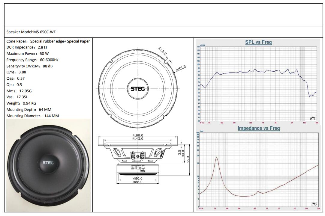 MS650c 重低音喇叭参数